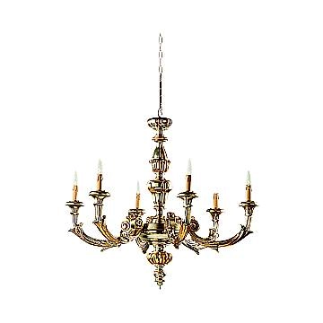 Lampadario In Legno Classico Argento Mecca 6 Luci Rondone