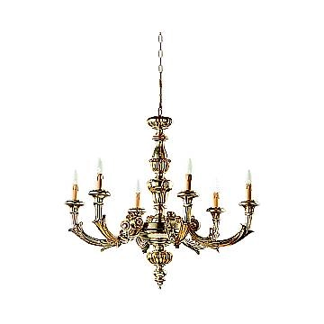 Lampadario In Legno Classico Oro 8 Luci Rondone