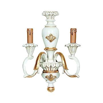 Applique In Legno Classico Avorio Oro 2 Luci Picchio