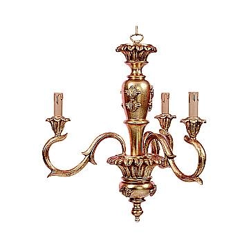 Lampadario In Legno Classico Oro 3 Luci Picchio