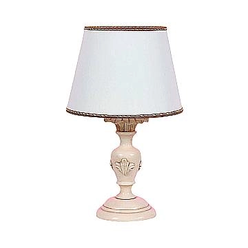 Lumetto In Legno Classico Avorio Patinato Con Paralume 1 Luce Picchio