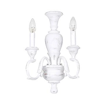 Applique In Legno Classico Bianco Sciupato 2 Luci Folaga