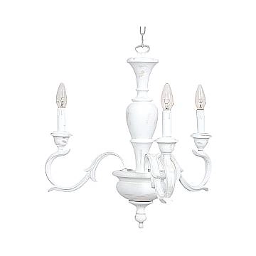 Lampadario In Legno Classico Bianco Sciupato 3 Luci Folaga