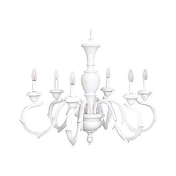 Lampadario In Legno Classico Bianco Sciupato 8 Luci Folaga