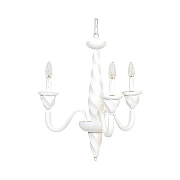 Lampadario In Legno Classico Bianco Opaco 3 Luci Coromorano