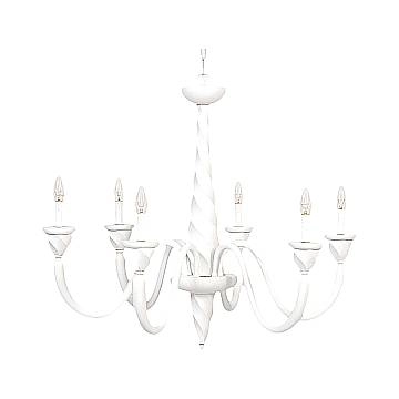 Lampadario In Legno Classico Bianco Opaco 6 Luci Coromorano