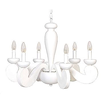 Lampadario In Legno Classico Bianco Opaco 6 Luci Sula