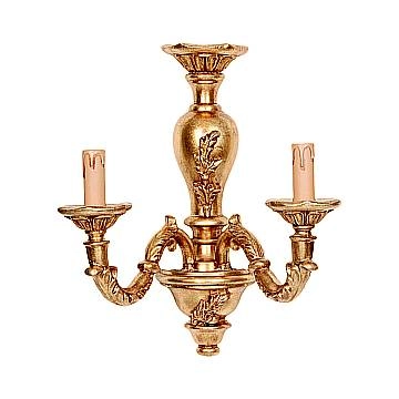 Applique In Legno Classico Oro 2 Luci Pavoncelle