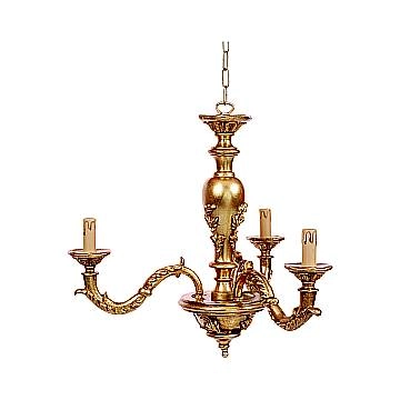 Lampadario In Legno Classico Oro 3 Luci Pavoncelle