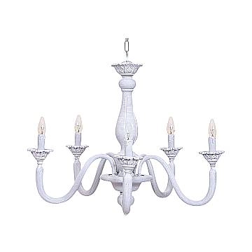 Lampadario In Legno Classico Grigio Sbiancato 5 Luci Falconidi