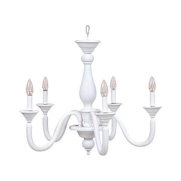 Lampadario In Legno Classico Bianco Opaco 5 Luci Laridi