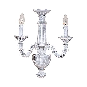 Applique In Legno Classico Bianco Argento Grigio Sfumato 2 Luci Sternidi
