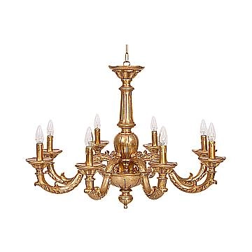 Lampadario In Legno Classico Oro 8 Luci Sternidi