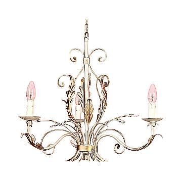 Lampadario Classico In Ferro Bianco Oro Polvere 3 Luci Sterna