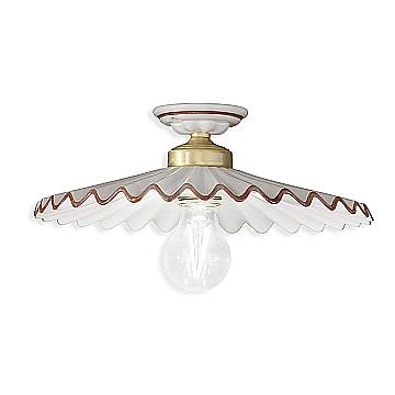 Plafoniera Classica L'Aquila Ottone E Ceramica Decorato Diam. 41Cm Luce E27