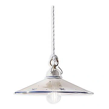 Sospensione Classica Asti Ceramica E Ottone Decorato Filo Blu 35Cm 1 Luce E27
