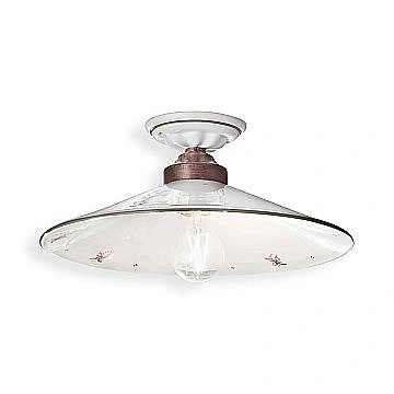Plafoniera Classica Asti Ferro E Ceramica Nero Sfumato Rame Decorato 1 Luce E27