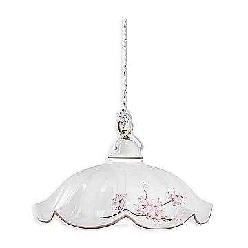 Lampadario Classico Belluno Ceramica E Ottone Satinato Decorato 1 Luce E27
