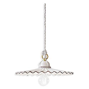 Sospensione Classica L'Aquila Ottone E Ceramica Decorato Diam. 31Cm 1 Luce E27