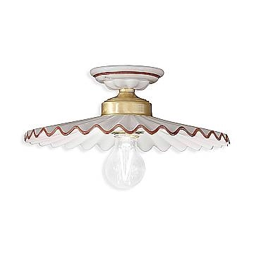 Plafoniera Classica L'Aquila Ottone E Ceramica Decorato Diam. 31Cm Luce E27
