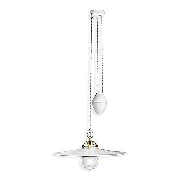 Lampadario Classico Asti Ferro E Ceramica Ottone Satinato Decorato 1 Luce E27