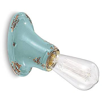 Applique Vintage Senza Diffusore Ceramica Azzurro 1 Luce E27