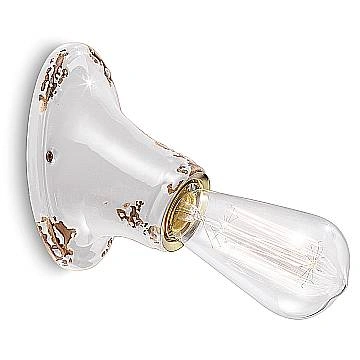 Applique Vintage Senza Diffusore Ceramica Bianco 1 Luce E27