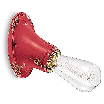 Applique Vintage Senza Diffusore Ceramica Rosso 1 Luce E27
