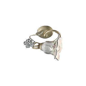 Plafoniera Classica Pisa Metallo E Ceramica Bianco Sfumato Oro 1 Luce E14