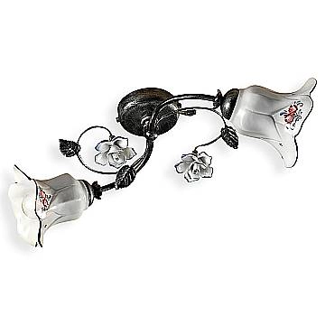 Plafoniera Classica Pisa Metallo E Ceramica Nero Sfumato Argento 2 Luci E14