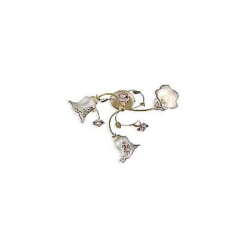 Plafoniera Classica Pisa Metallo E Ceramica Bianco Sfumato Oro 3 Luci E14