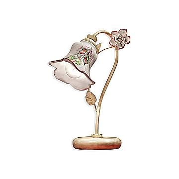 Lumetto Classico Pisa Metallo E Ceramica Bianco Sfumato Oro 1 Luce E14
