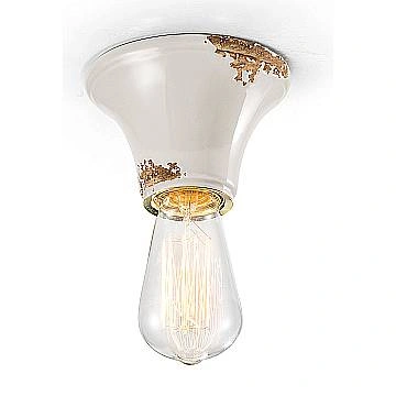 Plafoniera Vintage Tonda Piccola Ceramica Bianca 1 Luce E27