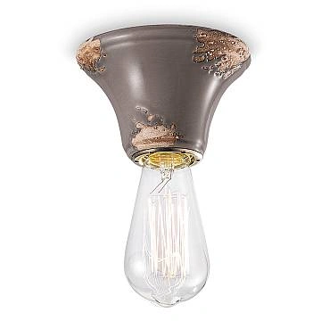 Plafoniera Vintage Tonda Media Ceramica Tortora 1 Luce E14