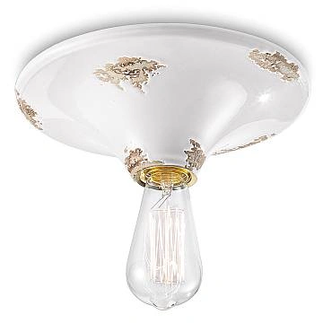 Plafoniera Vintage Tonda Grande Ceramica Bianca 1 Luce E27