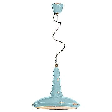 Lampadario Vintage Vague Vintage Ferro E Ceramica Azzurro 1 Luce E27 40Cm