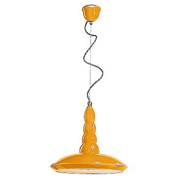 Lampadario Vintage Vague Vintage Ferro E Ceramica Giallo 1 Luce E27 40Cm