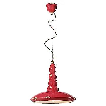 Lampadario Vintage Vague Vintage Ferro E Ceramica Rosso 1 Luce E27 40Cm