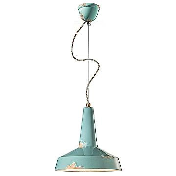 Lampadario Vintage Vague Vintage Ferro E Ceramica Azzurro 1 Luce E27 35Cm