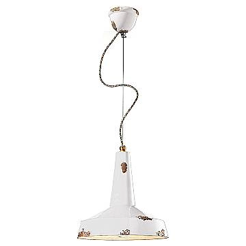 Lampadario Vintage Vague Vintage Ferro E Ceramica Bianco 1 Luce E27 35Cm