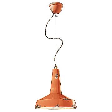 Lampadario Vintage Vague Vintage Ferro E Ceramica Arancio 1 Luce E27 35Cm