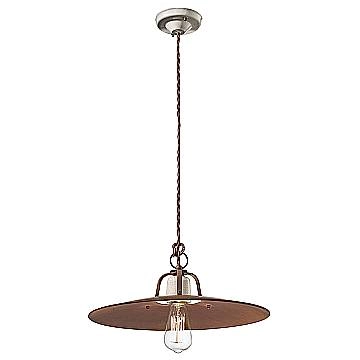 Lampadario Vintage Grunge Ferro E Ceramica Craquele' 1 Luce E27 40Cm
