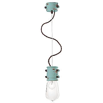 Lampadario Vintage Urban Ferro E Ceramica Azzurro 1 Luce E27 12Cm