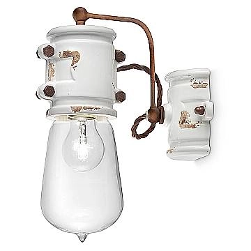 Applique Vintage Urban Ferro E Ceramica Bianco 1 Luce E27 22Cm