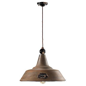 Lampadario Vintage Grunge Ferro E Ceramica Nero 1 Luce E27