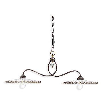 Lampadario Classico L'Aquila Metallo E Ceramica Nero Sfumato Rame 2 Luci E27