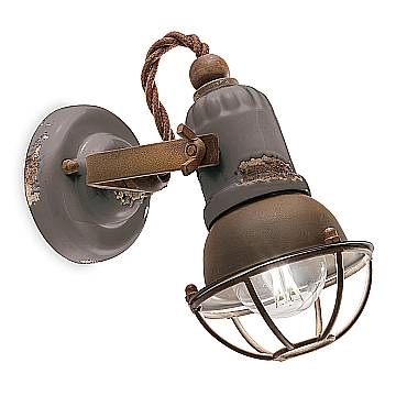 Applique Vintage Loft Ferro E Ceramica Tortora 1 Luce E14