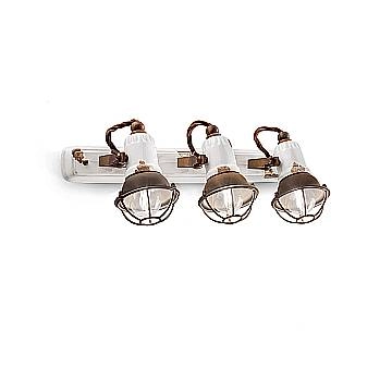 Applique Vintage Loft Ferro E Ceramicacon Rete Bianco 3 Luci E14