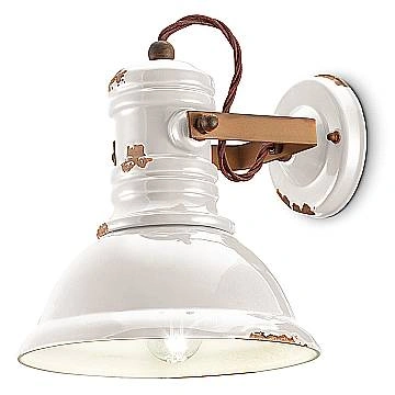 Applique Industrial Ferro E Ceramica Vintage Bianco 1 Luce E27