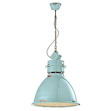 Lampadario Industrial Ferro E Ceramica Vintage Azzurro 1 Luce E27 50Cm